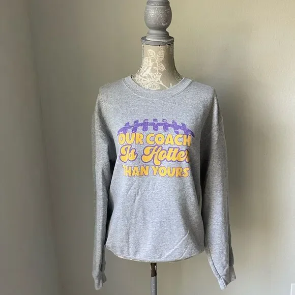 Minnesota Vikings Kevin O’Connell Our Coach Is Hotter Than Yours Sweatshirt Grey - Picture 1 of 8